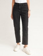 Джинсы mom-fit из денима со спандексом черный