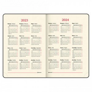 Ежедневник датированный 2023 А5 138x213 мм BRAUBERG "Comodo", под кожу, синий, 114018