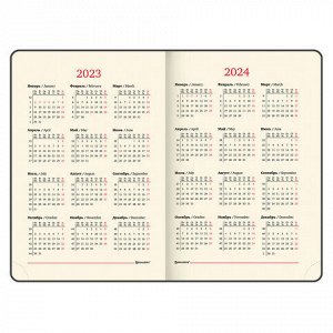 Ежедневник датированный 2023 А5 138x213 мм BRAUBERG "Iguana", под кожу, красный, 114030
