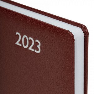 Ежедневник датированный 2023 А5 138x213 мм BRAUBERG "Profile", балакрон, коричневый, 114044