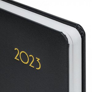 Ежедневник датированный 2023 А5 138x213 мм BRAUBERG "Select", балакрон, черный, 114056