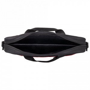 Сумка портфель BRAUBERG PRACTICAL с отделением для ноутбука 15,6", "Red line", черная, 29х40х7 см, 270829