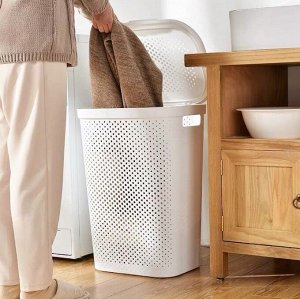 Корзина для белья Toveon пластиковая с крышкой 60л, 44х35х58 см