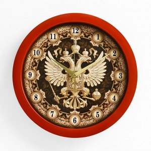 Часы "Герб" настенные, коричневый обод, 28Х28 см