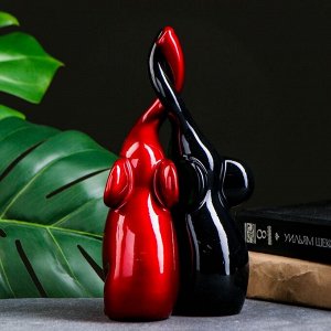 Фигура "Пара слонов" чёрный/бордовый, 16х8х25см