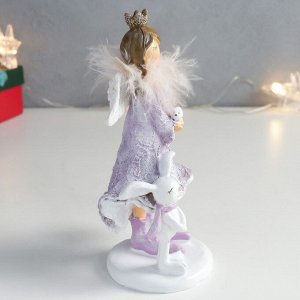 Сувенир полистоун "Принцесса в лиловом платье с белым зайчиком" 9,5х9х16 см