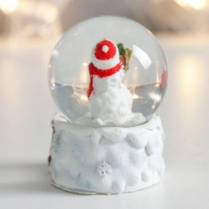 Стеклянный шар "Снеговик в шарфике с ёлочкой" 4,5х4,5х6,5 см