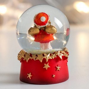 Стеклянный шар "Ангелочек в красном со звездой" 4,5х4,5х6,5 см