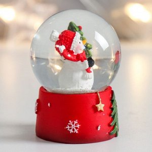 Стеклянный шар "Снеговик с ёлочкой" 4,5х4,5х6,5 см