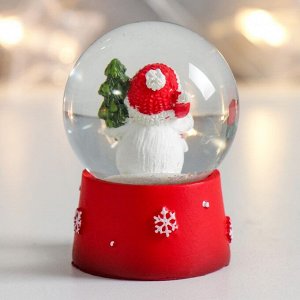 Стеклянный шар "Снеговик с ёлочкой" 4,5х4,5х6,5 см