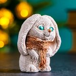 Фигура &quot;Зайка в шарфе&quot; бежевый, 7х7х5см