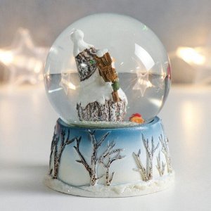 Стеклянный шар "Снеговик со скворечником" 7х6,7х8,8 см