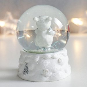 Стеклянный шар "Снеговик в шапочке с помпошками" 7х6,7х8,8 см
