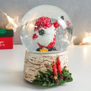 Стеклянный шар музыка "Дед Мороз - дэб " 11,5х11,5х14 см