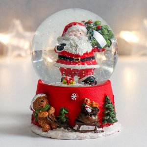 Стеклянный шар "Дед Мороз с ёлкой на плече" 6,5х6,5х8,5 см