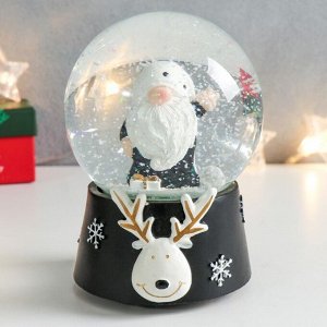 Стеклянный шар музыка "Дед Мороз - супер звезда" 11,5х11,5х14 см