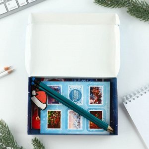 Подарочный набор новогодний, блокнот, карандаши простые 2 шт., наклейки, значок «Сказка»
