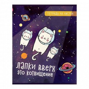 Комплект тетрадей из 5 шт "Космокот", 48 листов, в клетку, обложка мелованный картон, блок офсет