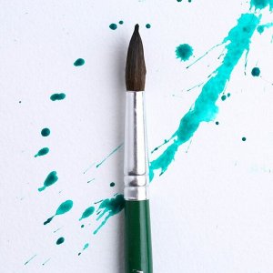 Кисть для рисования из волоса пони круглая №10 короткая ручка