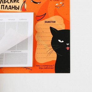 Планер на магнитах с отрывными листами, 50 листов «Кот черный»