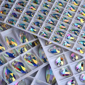 Xulin Стразы пришивные капля Crystal AB 13x22 мм