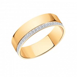 Золотое обручальное  кольцо с фианитом арт кз-385