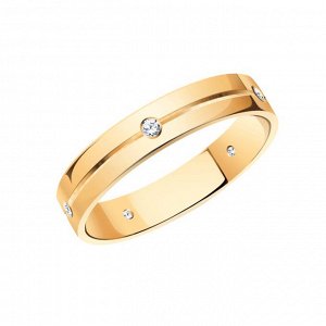 Золотое обручальное  кольцо с фианитом арт кз-378