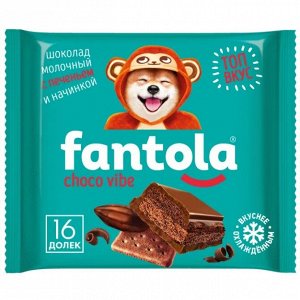 «Fantola», шоколад молочный со вкусом ChocoVibe с начинкой и печеньем, 66 г