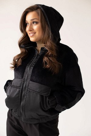 Куртка женская демисезонная 23999 (черный/тедди)