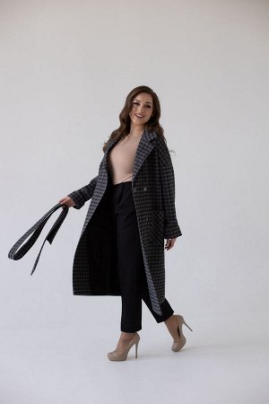 Пальто женское демисезонное 20550 (черно-серый)