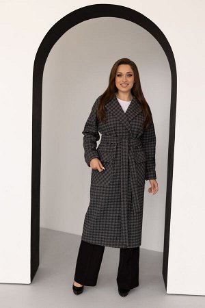 Пальто женское демисезонное 24558 (черно-серый)