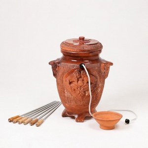 Электрический тандыр "Бык", 6 шампуров, красная глина, микс, 72 см, Армения