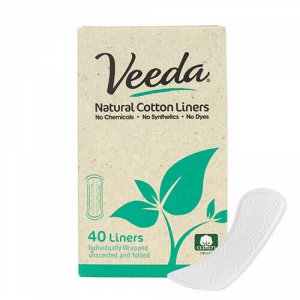 Прокладки ежедневные "veeda" natural cotton liners с натуральным хлопком, 40 шт