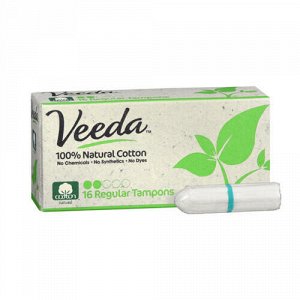 Тампоны "veeda" regular tampons из натурального хлопка без аппликатора, 16 шт