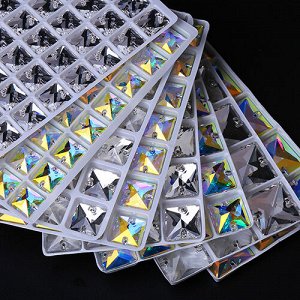 Стразы пришивные квадрат Crystal AB 16 мм