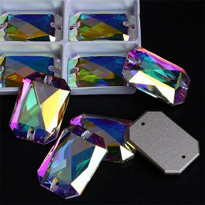Стразы пришивные прямоугольник Crystal AB 14x20 мм