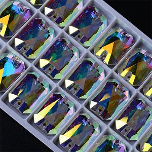 Стразы пришивные прямоугольник Crystal AB 14x20 мм