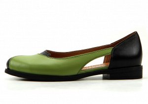 Туфли женские натуральная кожа Черный/avocado