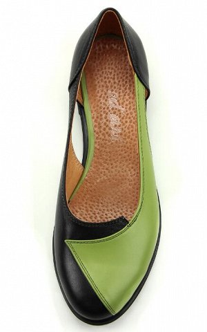 Туфли женские натуральная кожа Черный/avocado