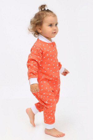 Детский комбинезон на молнии Оранжевый с сердечками арт. КНМ-110