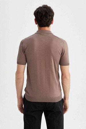 Трикотажная футболка Slim Fit с воротником поло и коротким рукавом