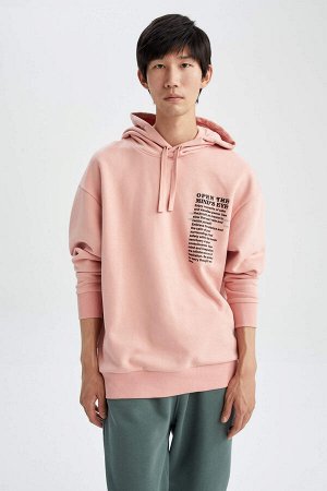 Толстовка Oversize Fit с капюшоном и принтом на спине из толстой ткани с внутренней мягкой тканью и перьями