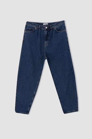 Джинсовые брюки из прочного материала с широкими штанинами и нормальной талией