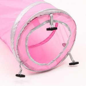 Туннель для кошек с 2 игрушками, 120 х 25 см, розовый