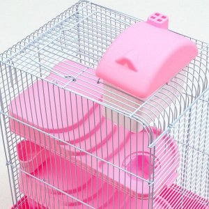 Клетка для мелких грызунов "Пижон", с наполнением, 27 х 21 х 45 см, розовая