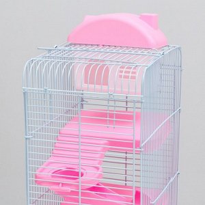 Клетка для мелких грызунов "Пижон", с наполнением, 23 х 17 х 40 см, розовая