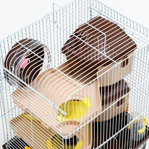 Клетка для грызунов "Пижон", трёхэтажная с наполнением 31 х 24 х 40 см, коричневая