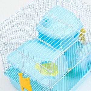 Клетка для грызунов "Пижон", двухэтажная с наполнением 31 х 24 х 29 см, голубая