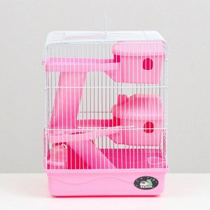 Клетка для грызунов "Пижон", трёхэтажная с наполнением 31 х 24 х 40 см, розовая