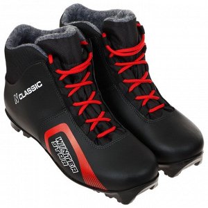 Ботинки лыжные Winter Star classic, NNN, искусственная кожа, цвет чёрный/красный, лого белый, размер 38